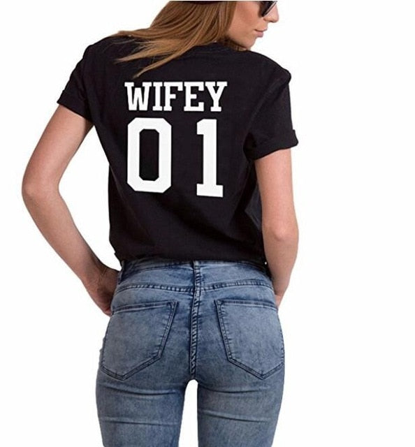 Couple Combo Split Design Hubby Wifey Cotton Couple T-Shirts Full Sleeves