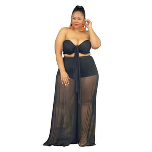 2PC Sweet Heart shaped Top Sheer Bottom Set-PS