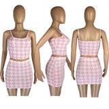 Houndstooth 2pc Tank Tops and Midi Mini Skirts Set