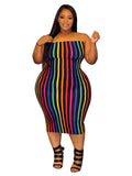 Colorful Stripe Long Dress-PS