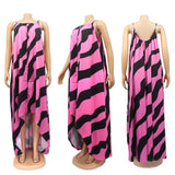 Striped Irregular Halter Dress-PS