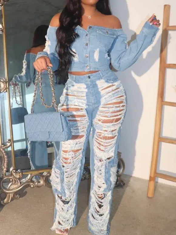 High Waist Ripped Jeans