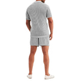 3D Color Stitching Print Short Sleeve 2pc- men