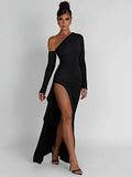 Thigh High Split Long Sleeve Backless Dress