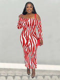 Off Shoulder Striped Maxi Dress-PS