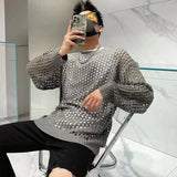 Hollow Out Loose Knit Tops- Men