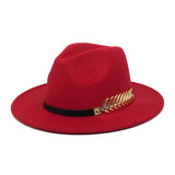 Wide Brim Hat with Feather Belt - Fedora