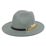 Wide Brim Hat with Feather Belt - Fedora