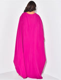 Satin Round Neck Bat Sleeve Loose Maxi Dress