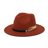 Wide Brim Hat with Feather Belt - Fedora