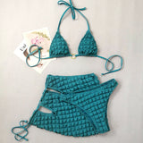 Bubble cloth 3pc Bikini Set with Skirt Swimsuit