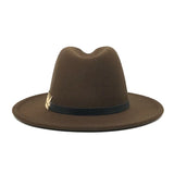 Wide Brim Hat with Feather Belt - Fedora