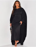 Satin Round Neck Bat Sleeve Loose Maxi Dress