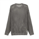 Hollow Out Loose Knit Tops- Men