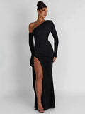 Thigh High Split Long Sleeve Backless Dress