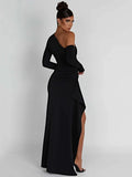 Thigh High Split Long Sleeve Backless Dress