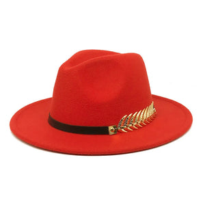 Wide Brim Hat with Feather Belt - Fedora