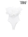 Organza Ruffle Rib Knit Bodysuits