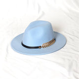 Wide Brim Hat with Feather Belt - Fedora