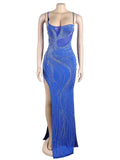 Rhinestone Sleeveless Long Dress-PS