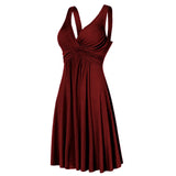 Sling Pleated Flare V Dress- PS