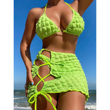 Bubble cloth 3pc Bikini Set with Skirt Swimsuit