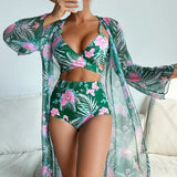 3pc Bating Suit with Long Sleeve Cape