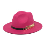 Wide Brim Hat with Feather Belt - Fedora