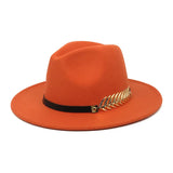 Wide Brim Hat with Feather Belt - Fedora