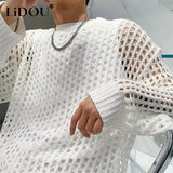 Hollow Out Loose Knit Tops- Men