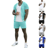 3D Color Stitching Print Short Sleeve 2pc- men