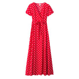 Long Split Polka Dot Maxi Dress