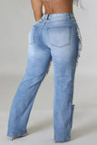 Vintage Cutout High Waist Pearl Denim Jeans- PS