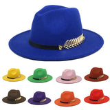 Wide Brim Hat with Feather Belt - Fedora