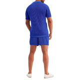 3D Color Stitching Print Short Sleeve 2pc- men