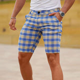 Striped Print Mid Waist Drawstring Beach Pants-men