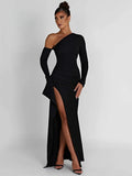 Thigh High Split Long Sleeve Backless Dress