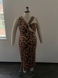 Leopard Sleeveless Irregular Bodycon Dress-PS