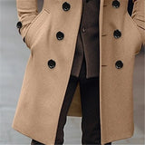 Woolen Double Breasted Long Woolen Trench- Male