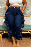 Fringe Asymmetric Waist Jeans- PS