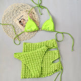 Bubble cloth 3pc Bikini Set with Skirt Swimsuit