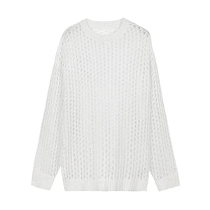 Hollow Out Loose Knit Tops- Men