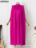 Satin Bat Sleeve Pleated Maxi Sundress- PS