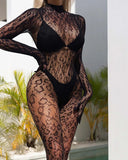 Lingerie Body Underwear Black Leopard Bodysuit no Open Crotch