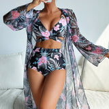 3pc Bating Suit with Long Sleeve Cape