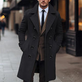 Woolen Double Breasted Long Woolen Trench- Male