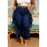 Fringe Asymmetric Waist Jeans- PS