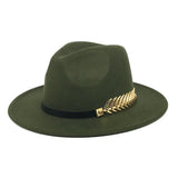 Wide Brim Hat with Feather Belt - Fedora