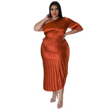 Half Sleeve Irregular Pleated Dress-PS