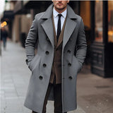 Woolen Double Breasted Long Woolen Trench- Male